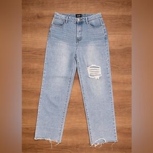 Zoe High Rise Vintage Fit Distressed Straight Leg Jeans Size 9
